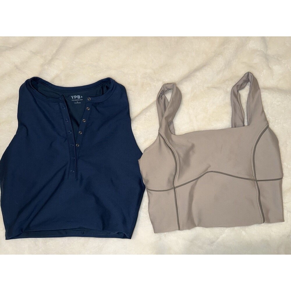 Abercrombie Women's YPB sculptLUX Plunge Henley Slim Tank & Active Top. Size M